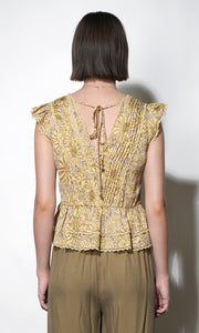 Aurora Pintuck Flutter Sleeve Top