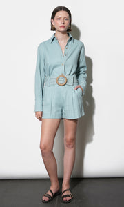 Lily Belted Linen Blend Shorts