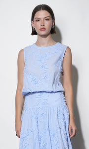 Lucy Mixed Media Bubble Embroidered Top