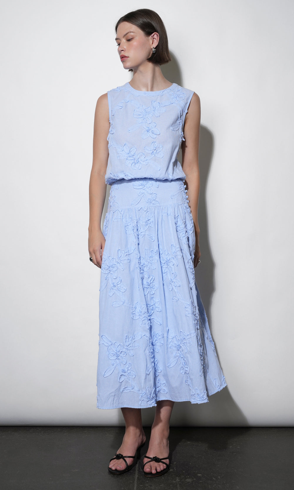 Lucy Mixed Media Bubble Embroidered Top | Greylin