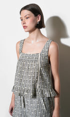 Nova Stripe Pattern Square Neck Sleeveless Top