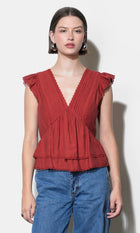 Victoria Pin Tuck Flutter Sleeve Top