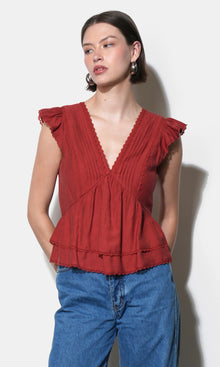 Victoria Pin Tuck Flutter Sleeve Top