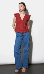 Victoria Pin Tuck Flutter Sleeve Top