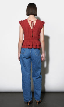 Victoria Pin Tuck Flutter Sleeve Top