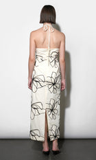 Josie Large Embroidery Floral Halter Midi Dress