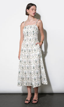 Sara Gathered Sides Sleeveless Midi Dress