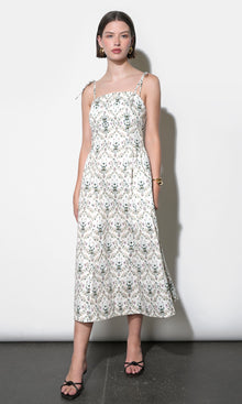 Sara Gathered Sides Sleeveless Midi Dress