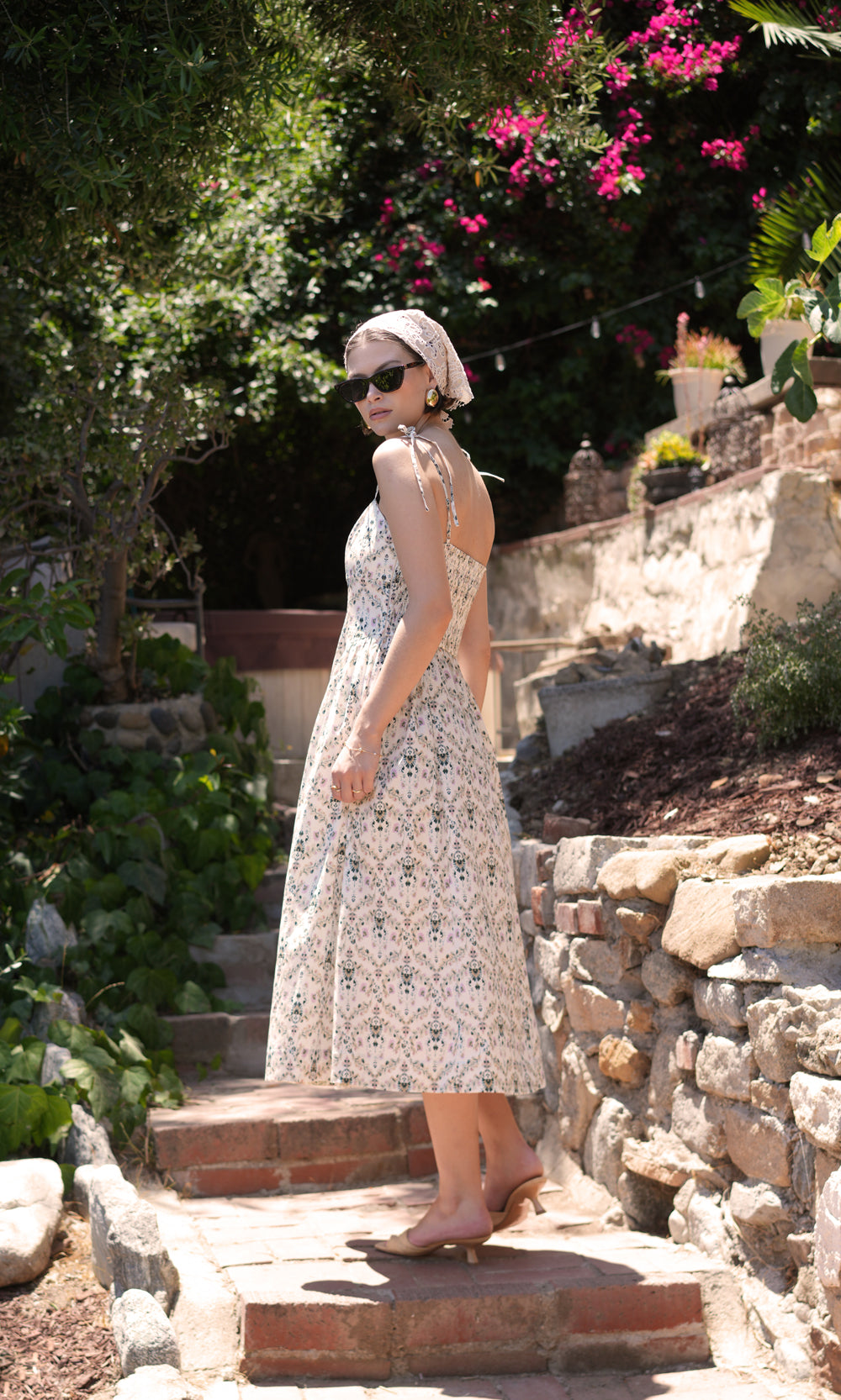 Sara Gathered Sides Sleeveless Midi Dress