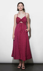 Maria Ruche Cut Out Button Front Maxi Dress