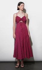 Maria Ruche Cut Out Button Front Maxi Dress