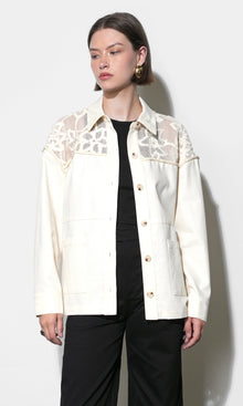 Gabriella Oversized Crochet Yoke Shacket