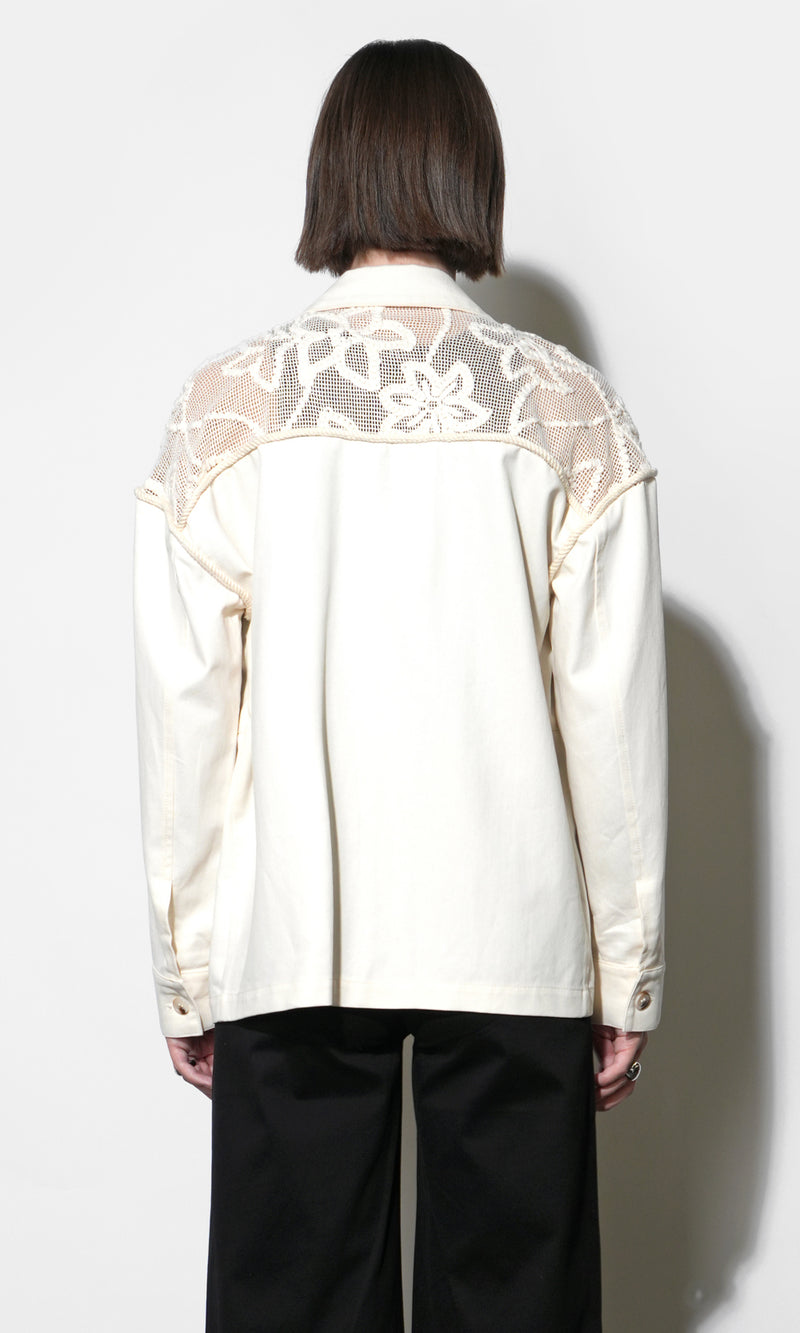 Gabriella Oversized Crochet Yoke Shacket