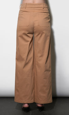 Jennsen Cotton Canvas Wide Leg Tan Pants