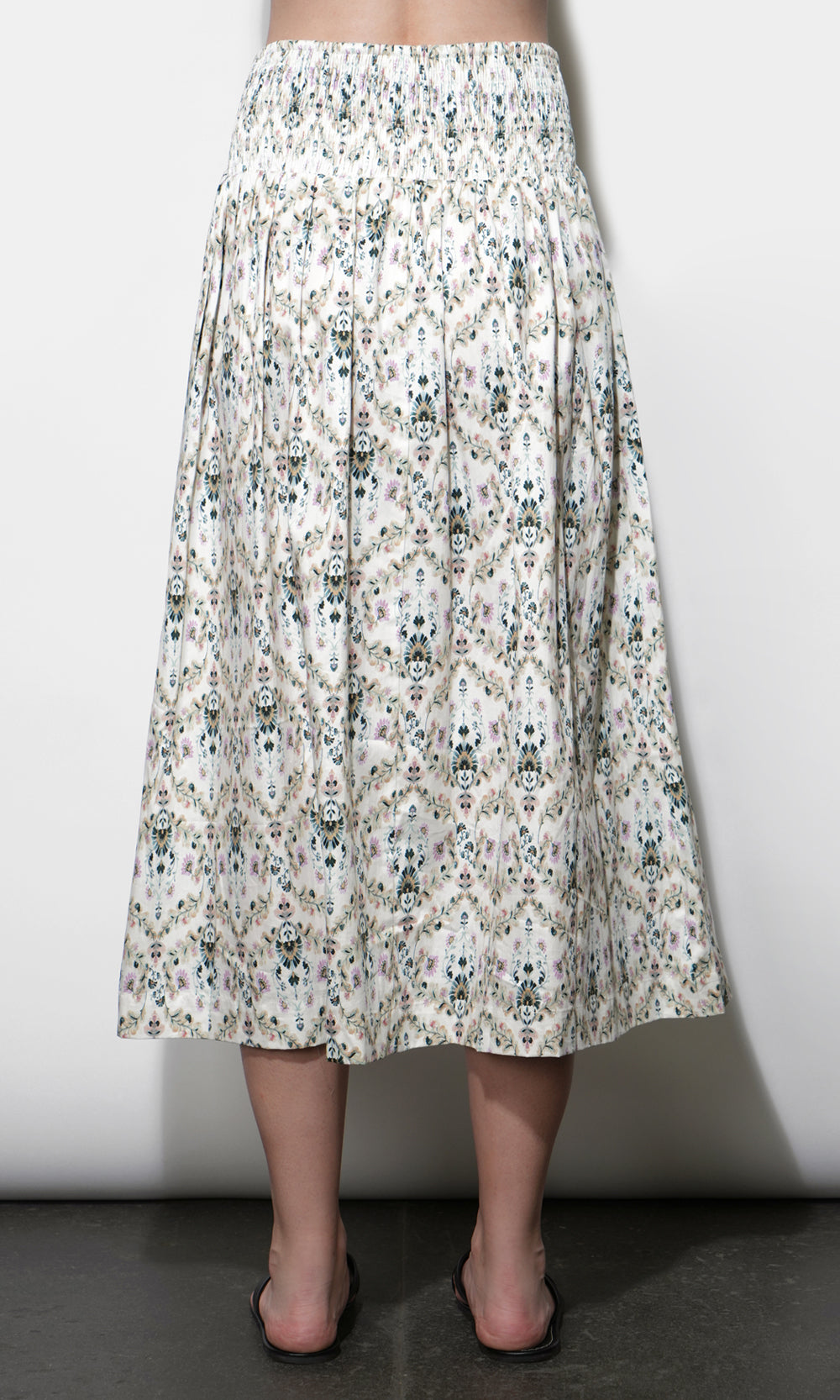 Aaliyah Smocked Back Waist Midi Skirt