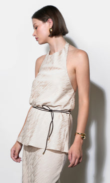 Lillian Halter Top With Braided Belt