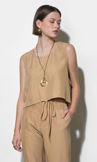 Zoey Side Button Scoop Neck Top
