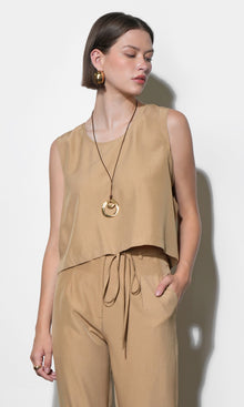 Zoey Side Button Scoop Neck Top