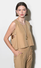 Zoey Side Button Scoop Neck Top