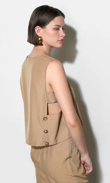 Zoey Side Button Scoop Neck Top