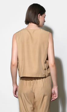 Zoey Side Button Scoop Neck Top