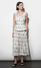 Aaliyah Smocked Back Waist Midi Skirt