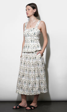 Aaliyah Smocked Back Waist Midi Skirt