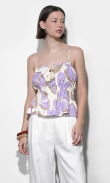 Iris Tie Front Elastic Waist Tank