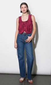 Clara Textured Eyelet Detail Bubble Hem Top
