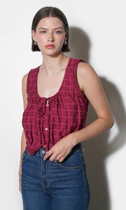 Clara Textured Eyelet Detail Bubble Hem Top