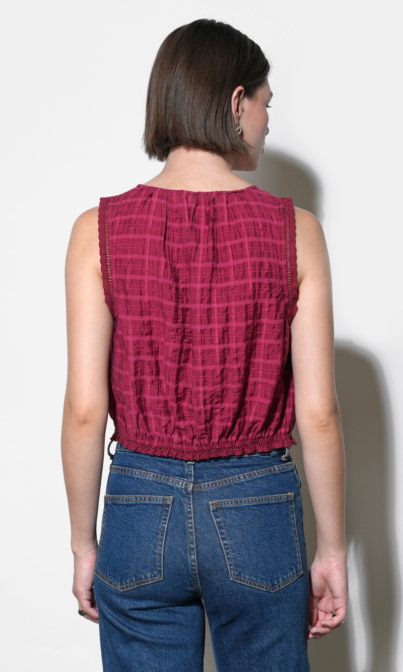 Clara Textured Eyelet Detail Bubble Hem Top