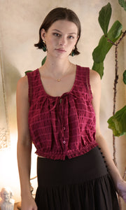 Clara Textured Eyelet Detail Bubble Hem Top