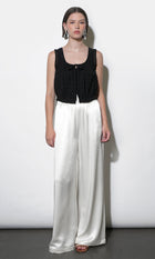Clara Textured Eyelet Detail Bubble Hem Black Top