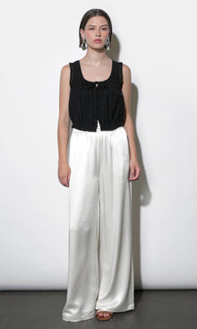 Clara Textured Eyelet Detail Bubble Hem Black Top