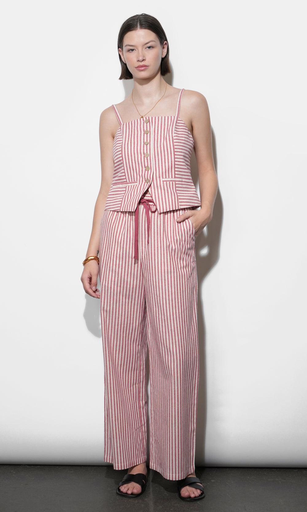 Hellen Stripe Pull Up Drawstring Pant