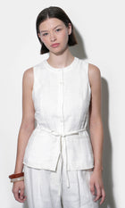 Hadley Linen Vest With Tie Belt