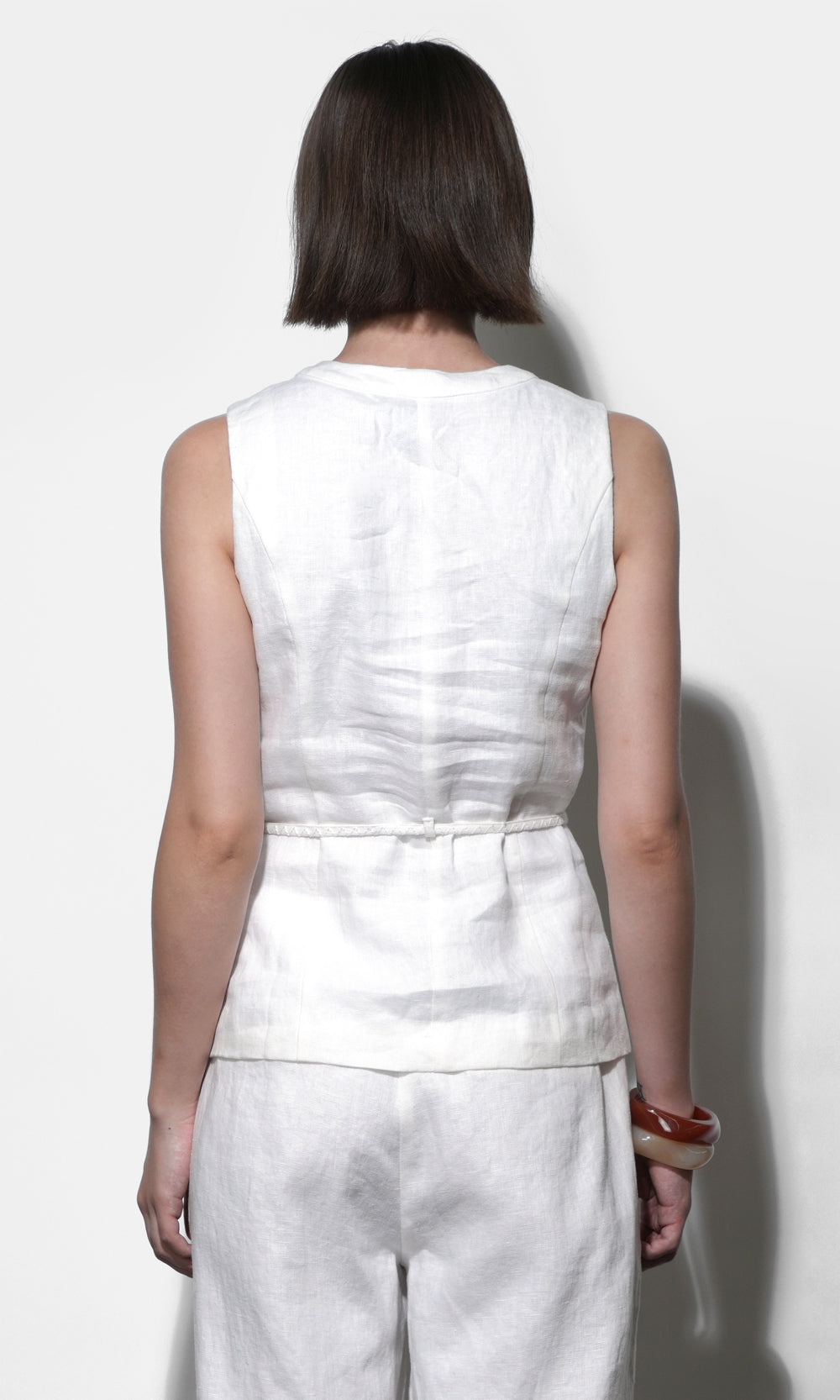 Hadley Linen Vest With Tie Belt | Greylin