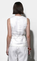 Hadley Linen Vest With Tie Belt
