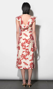 Jacqueline Flutter Sleeve Midi Dress