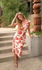 Jacqueline Flutter Sleeve Midi Dress