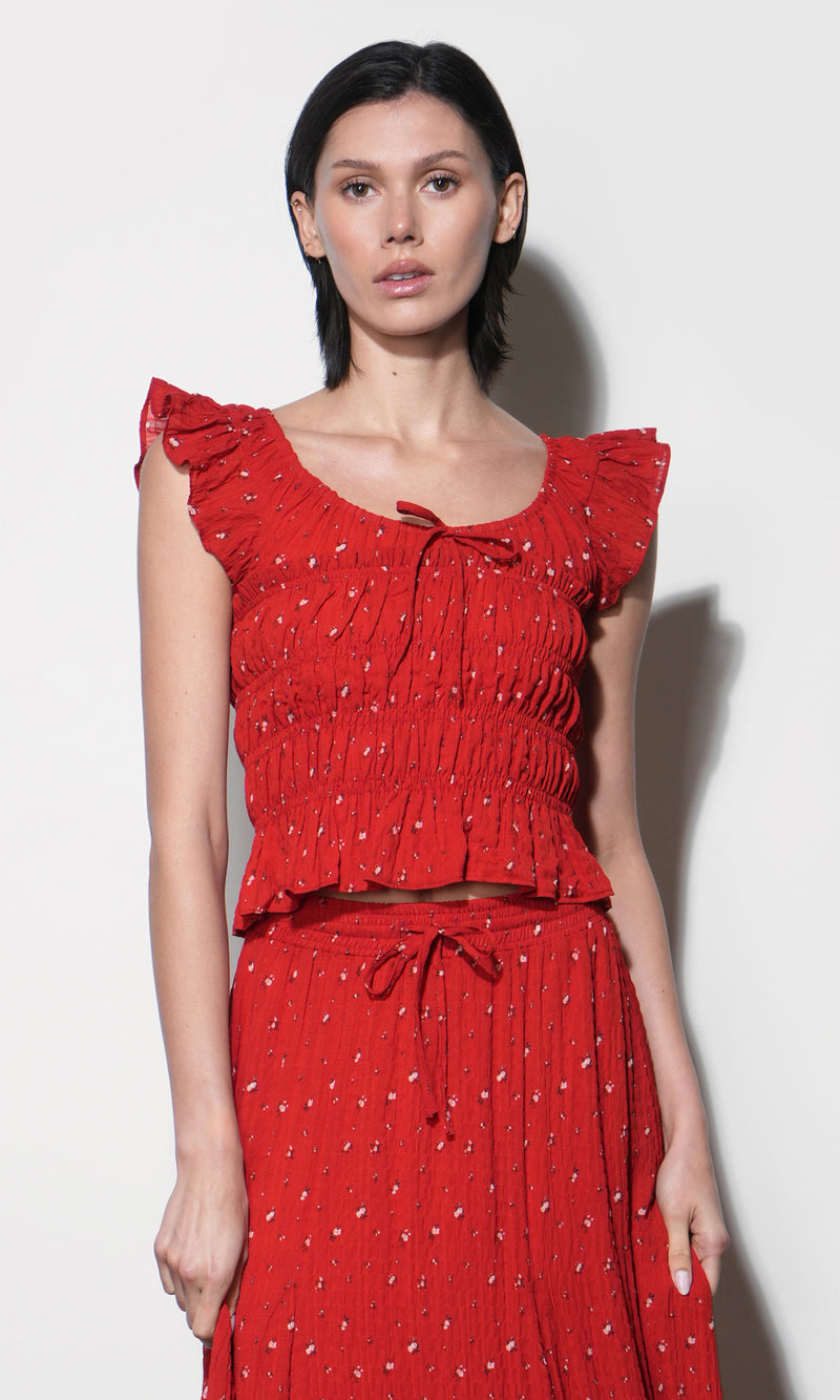 Sadie Flutter Sleeve Smocked Top