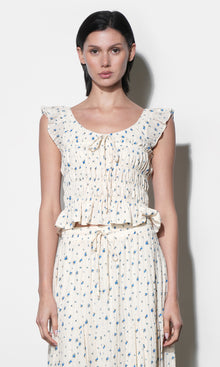 Sadie Flutter Sleeve Smocked Top