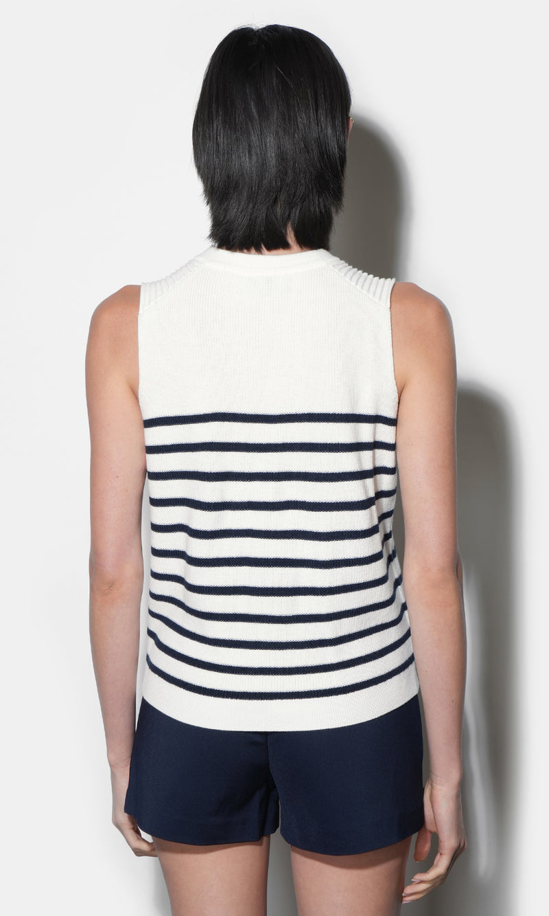 Elaine Sleeveless Stripe Sweater Top