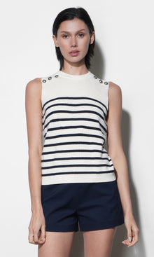 Elaine Sleeveless Stripe Sweater Top