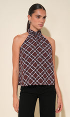 Sasha Halter Neck Plaid Top