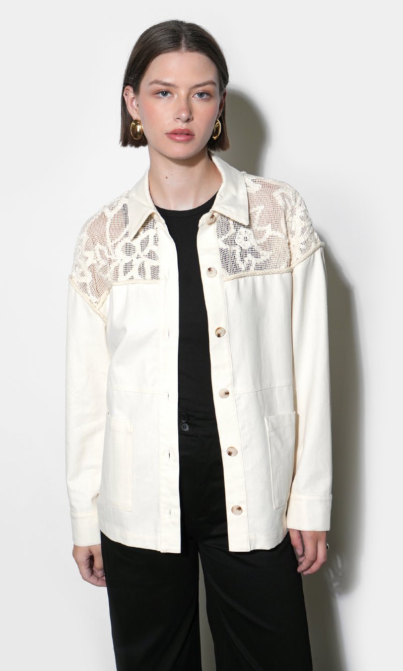 Gabriella Oversized Crochet Yoke Shacket G263J1871