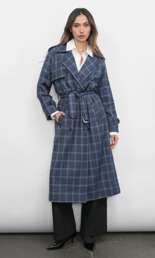 Glenn Oversized Plaid Trench Coat G258J1828