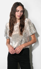 Grace Velvet Sequin Bubble Top G2510T7386_CREAM