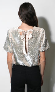 Grace Velvet Sequin Bubble Top G2510T7386_CREAM