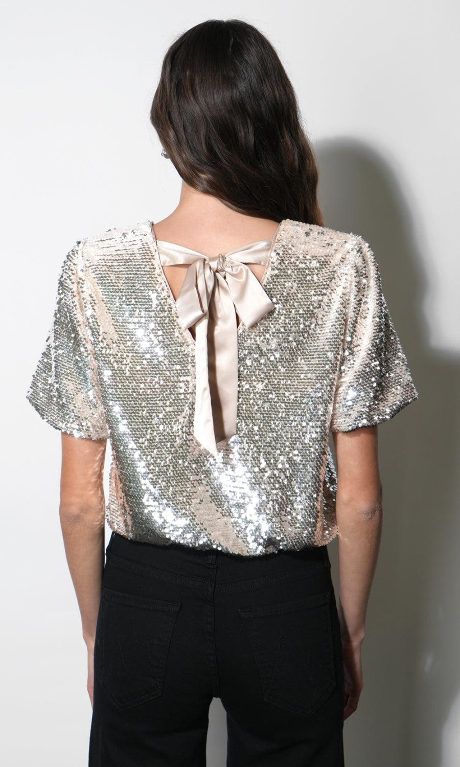 Grace Velvet Sequin Bubble Top G2510T7386_CREAM